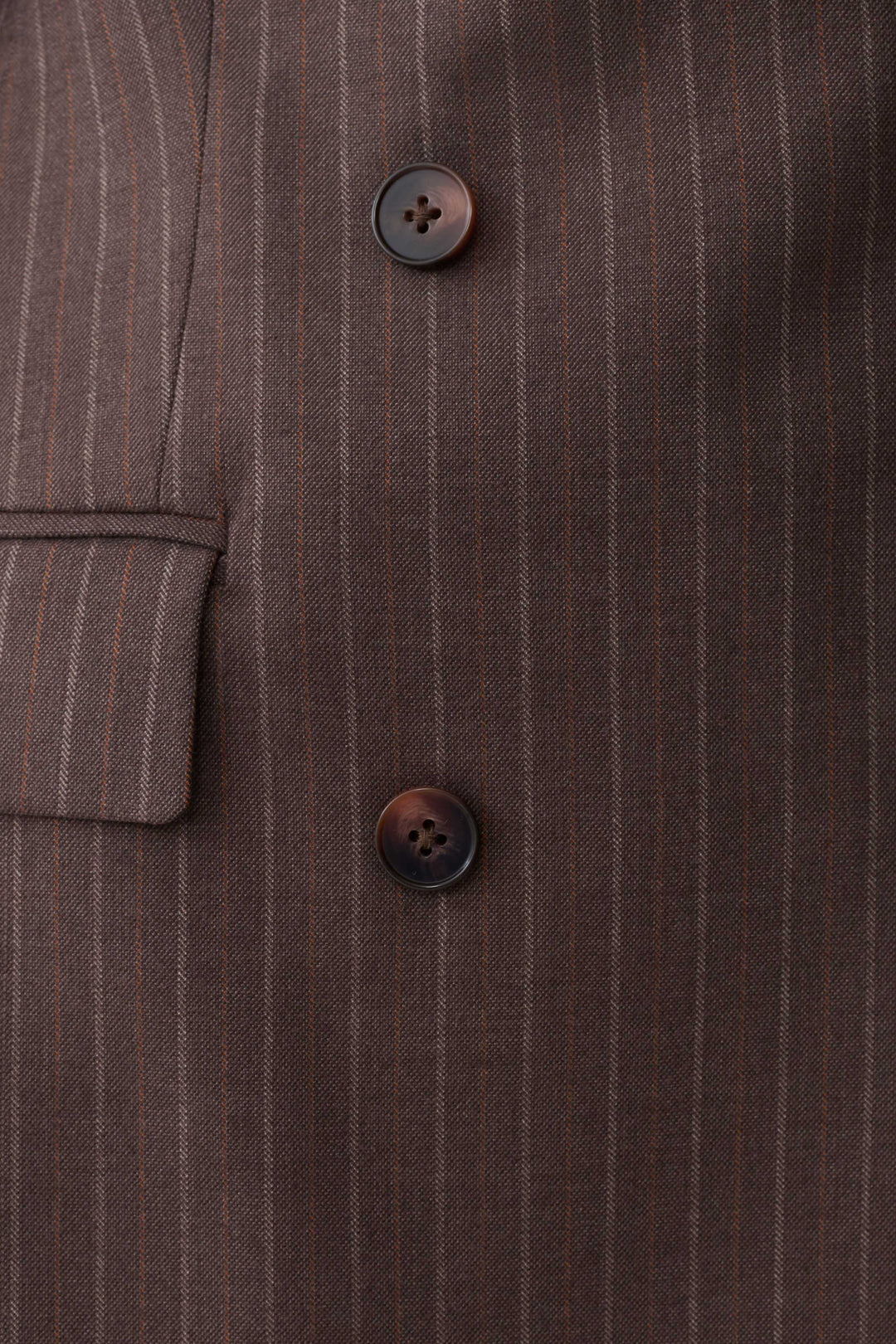 Glamcroft Double Breasted Blazer with Notched Lapel - Brown Stripe