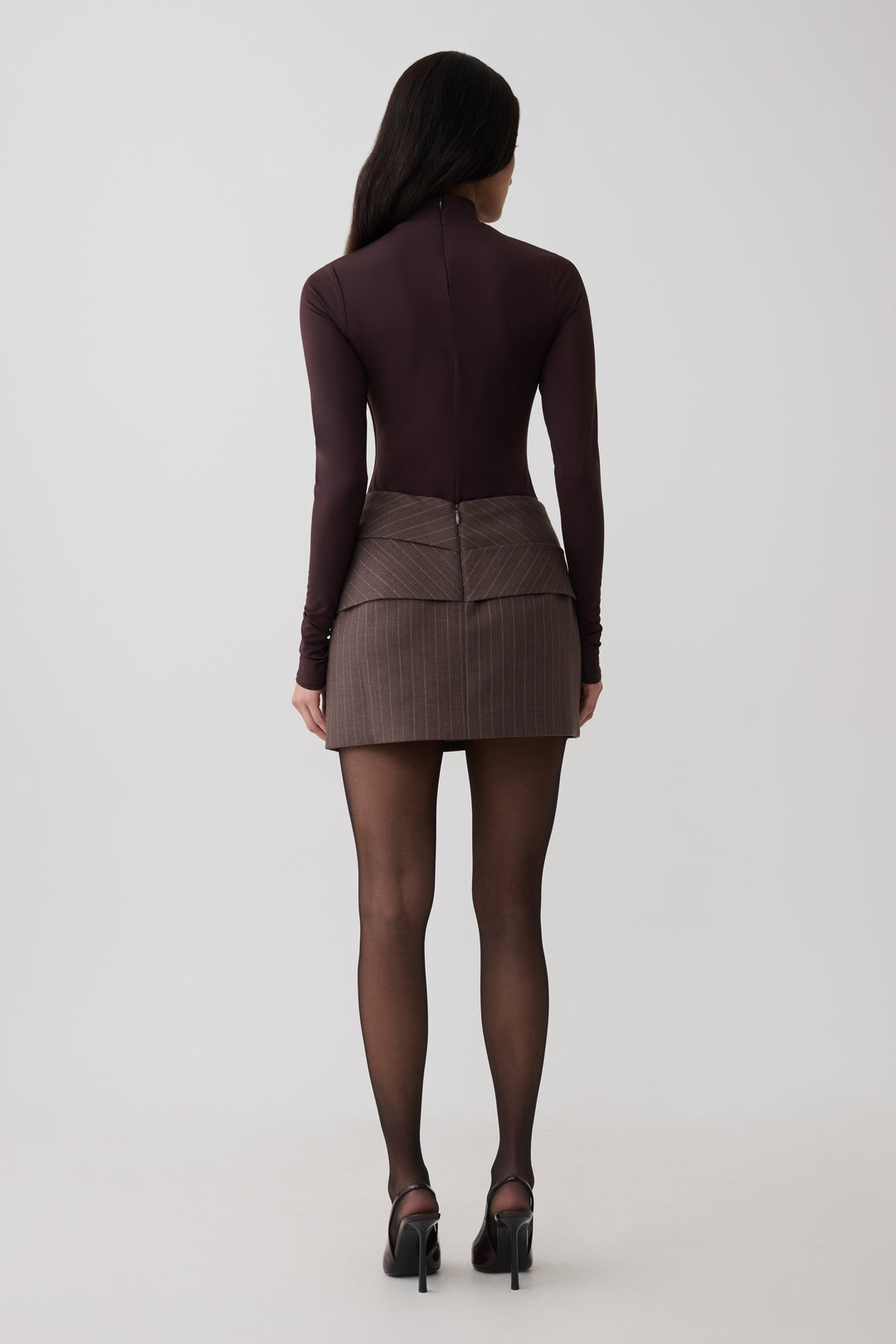 Glamcroft Mini Skirt with Draped Waistband and Asymmetric Overlay