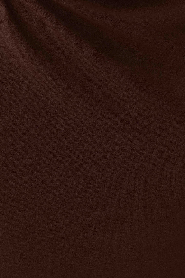 Glamcroft Maxi Dress with Asymmetrical Tuck Detail in Dark Chocolate