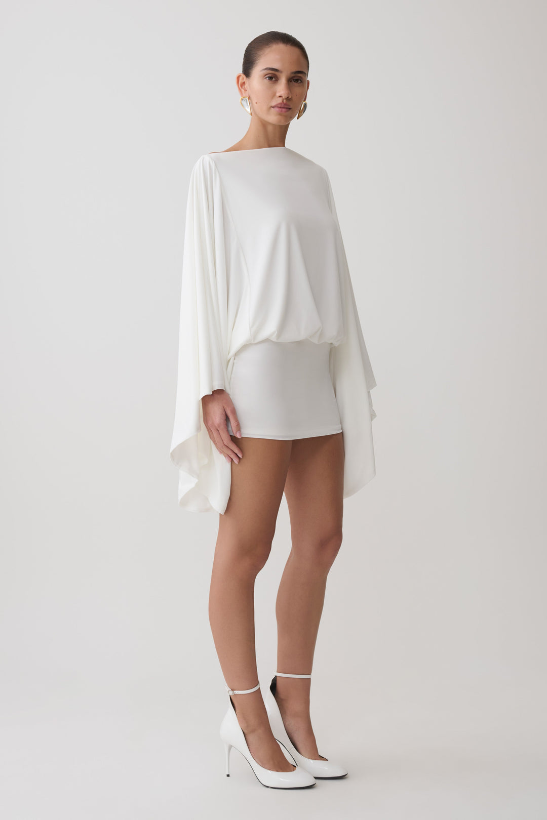 Glamcroft Mini Dress with Draped Bodice and Fitted Skirt