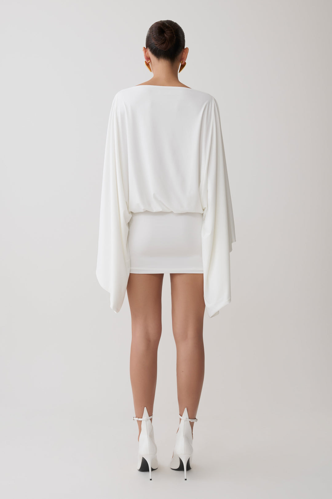 Glamcroft Mini Dress with Draped Bodice and Fitted Skirt