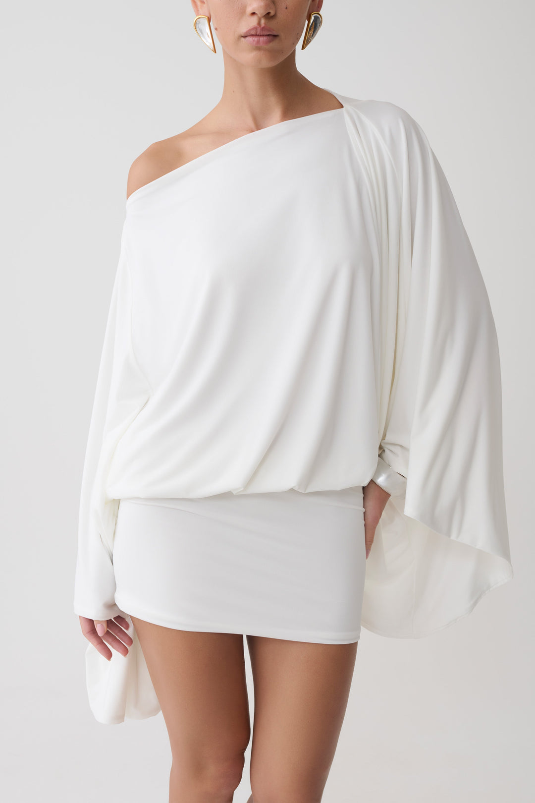 Glamcroft Mini Dress with Draped Bodice and Fitted Skirt