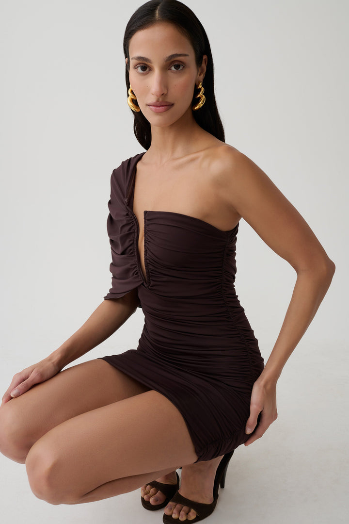 Glamcroft Dresses Gathered Centre Wire Bodycon Mini Dress