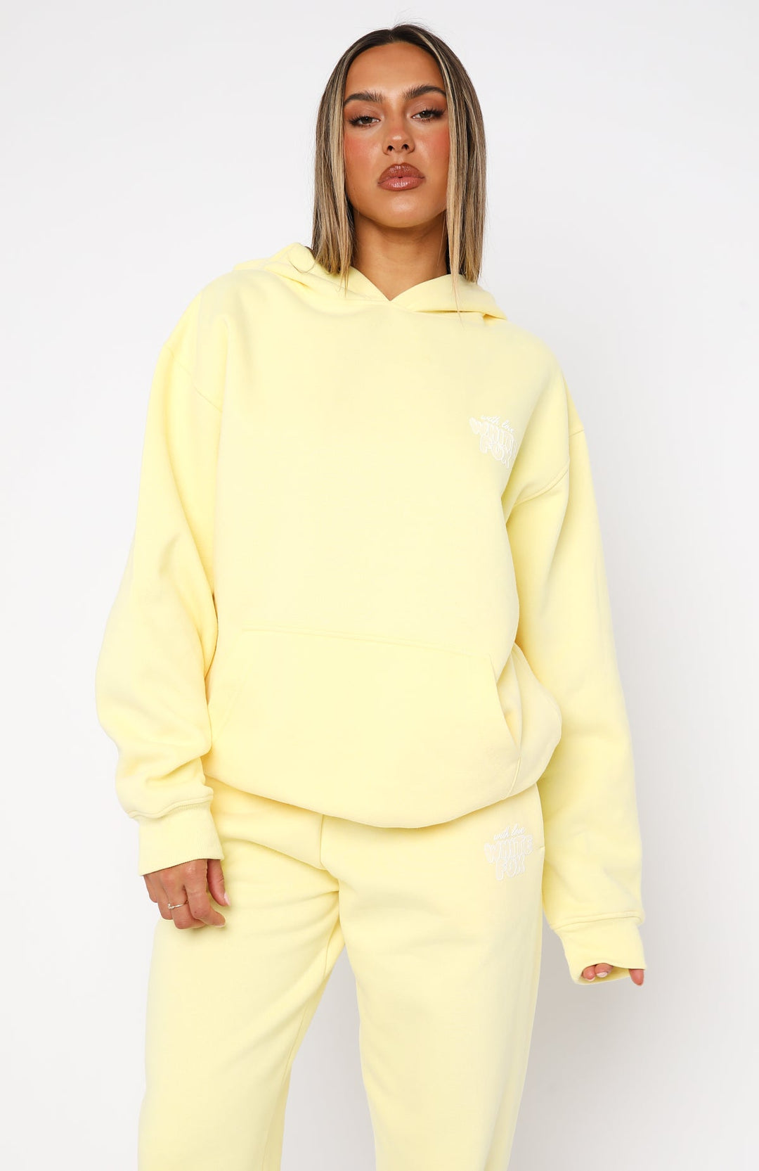 Glamcroft Oversized Hoodie with Front Pocket and Ribbed Cuffs