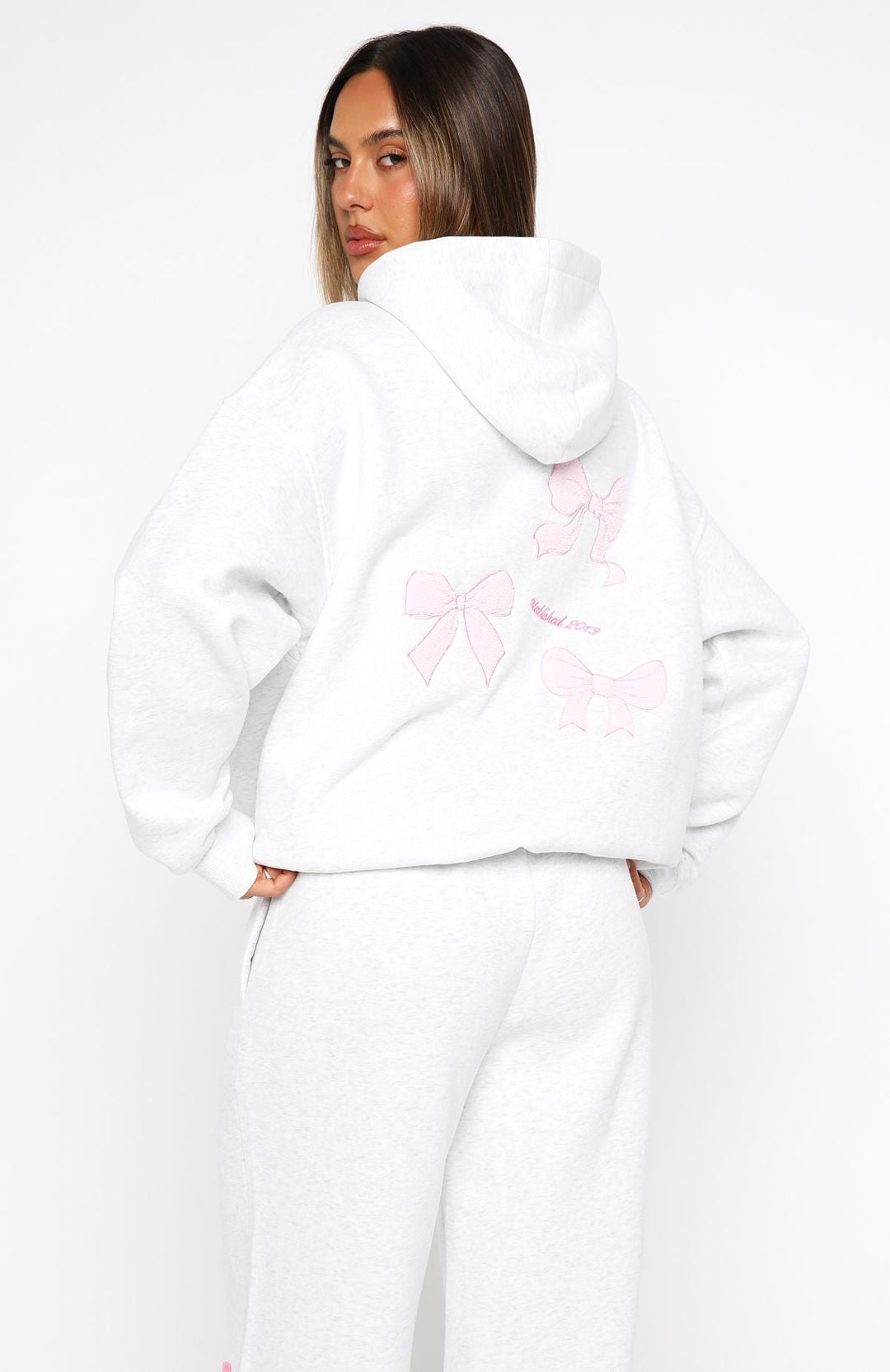 Glamcroft Oversized Hoodie Grey Marle with Polka Dot Lining