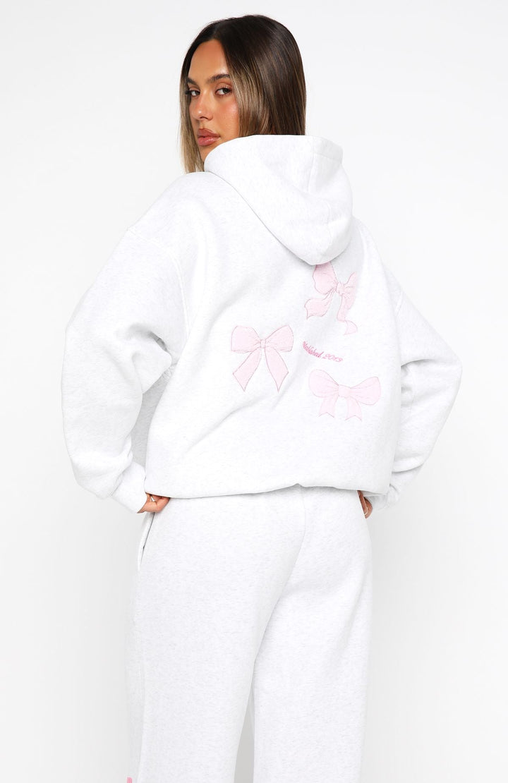 Glamcroft Oversized Hoodie Grey Marle with Polka Dot Lining