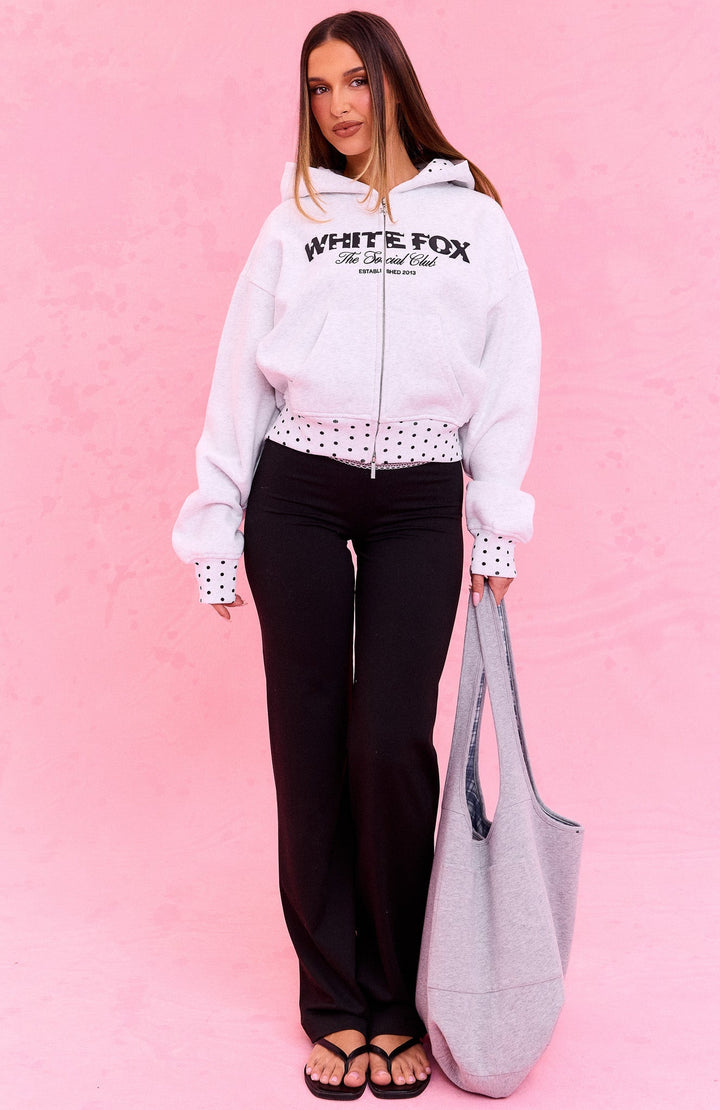Glamcroft Outerwear Boxy Zip Front Hoodie with Polka Dot Details