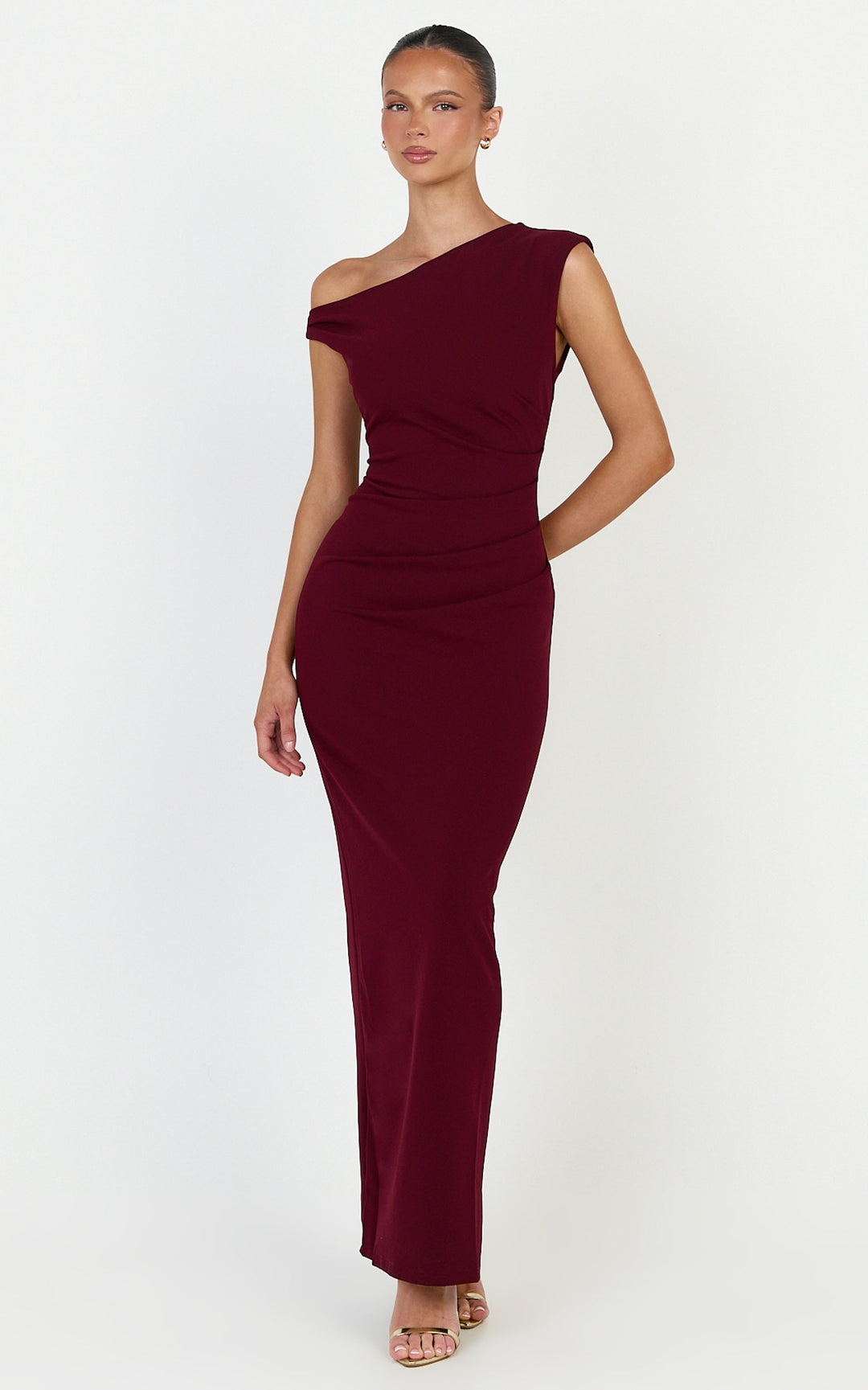 Genie Maxi Dress - Off The Shoulder Dress in Wine