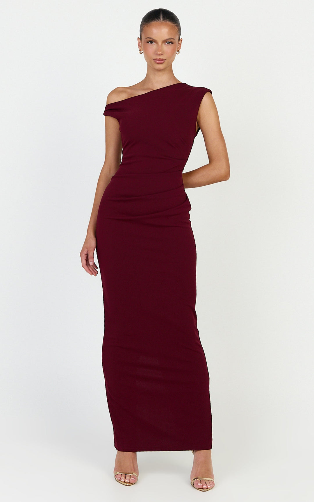 Genie Maxi Dress - Off The Shoulder Dress in Wine