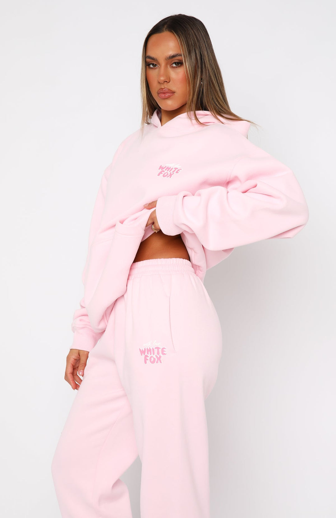 Glamcroft Oversized Hoodie Baby Pink with Ribbed Cuffs & Hem