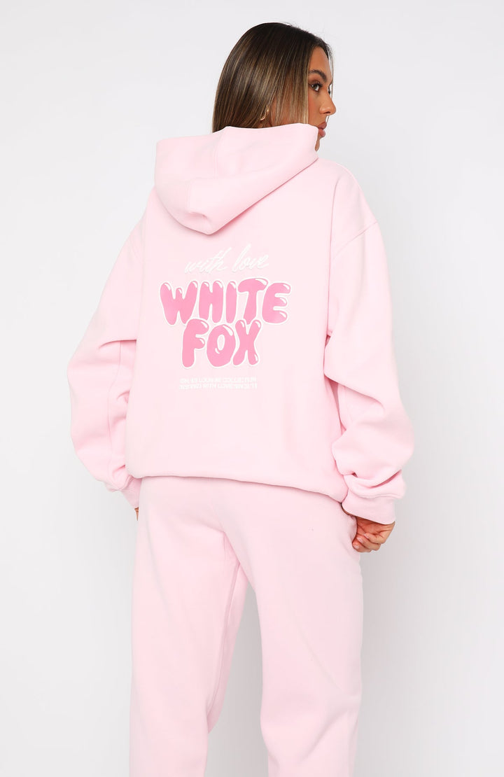 Glamcroft Oversized Hoodie Baby Pink with Ribbed Cuffs & Hem