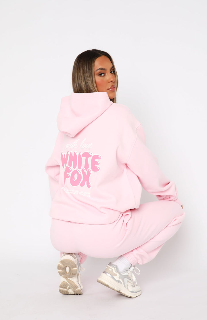 Glamcroft Oversized Hoodie Baby Pink with Ribbed Cuffs & Hem