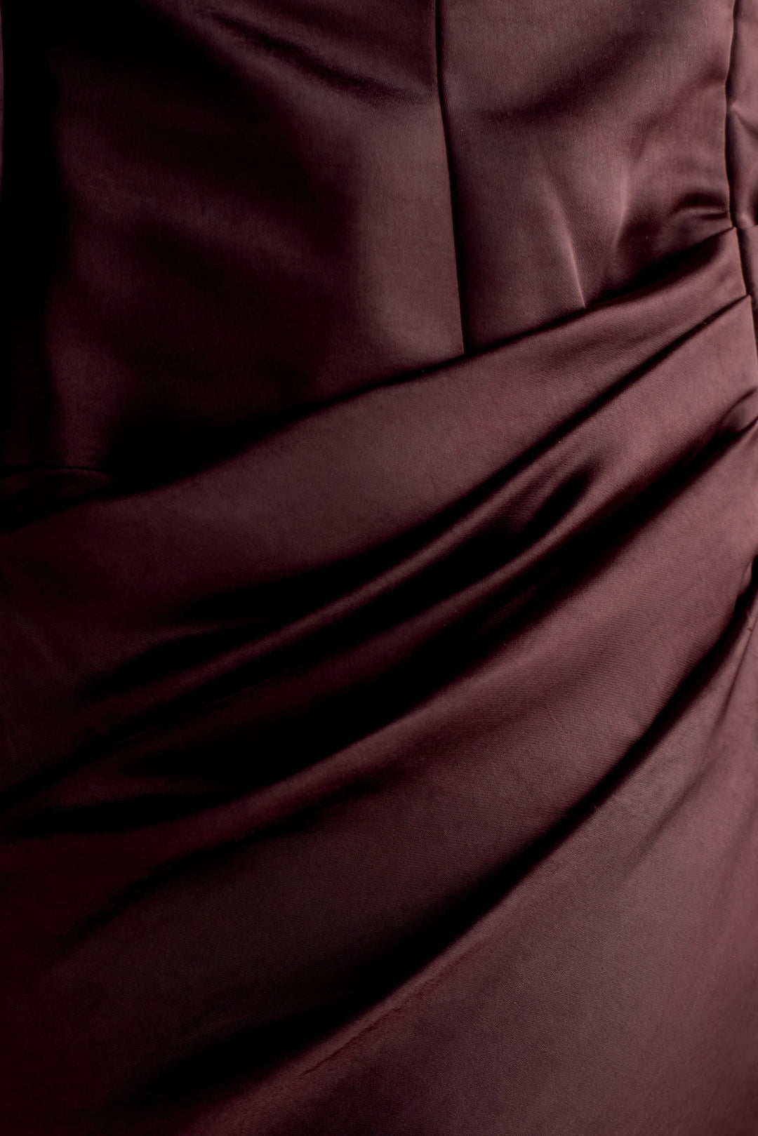Glamcroft Dresses Long Sleeve Satin Maxi Dress Dark Chocolate