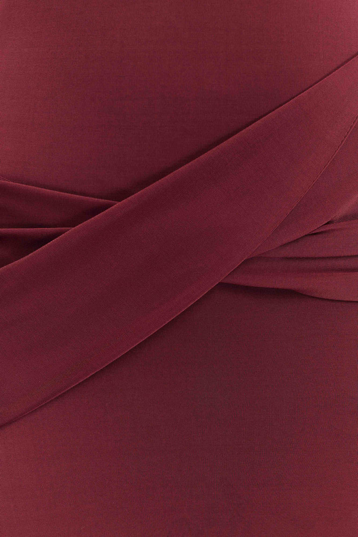 Glamcroft Maxi Dress with Boat Neckline and Open Back