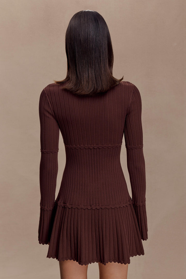 Glamcroft Mini Dress Pointelle Knit Long Sleeve Turtle Neck
