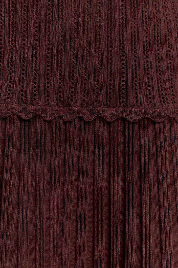 Glamcroft Mini Dress Pointelle Knit Long Sleeve Turtle Neck