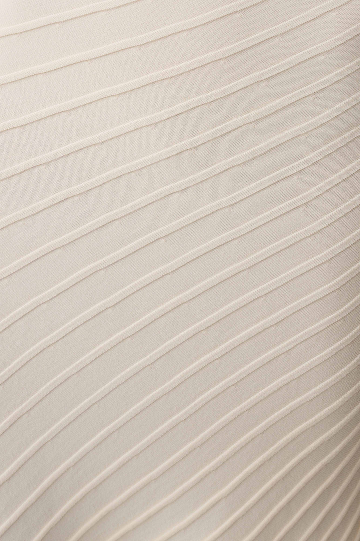 Glamcroft Dresses Pleated Knit Midi Dress with Asymmetrical Neckline