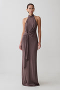 Glamcroft Maxi Dress with Halter Neckline and Open Back