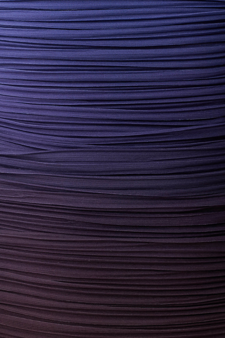 Azizi Pleated Halter Maxi Dress - Chocolate & Blue Ombre Print
