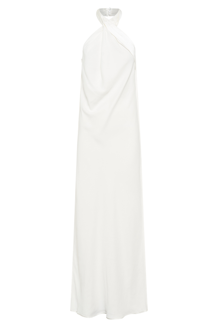 Laura Halter Satin Gown - White