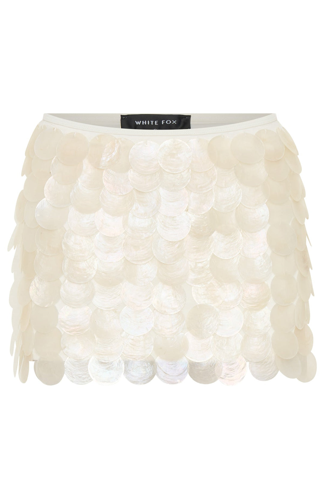 Glamcroft Mini Skirt with Shell Detailing in White