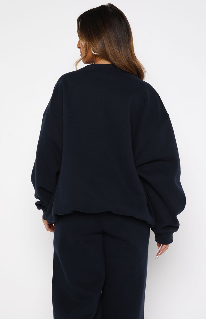 Glamcroft Oversized Sweater Dark Navy with Ribbed Details