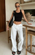 Glamcroft Denim Low Rise Wide Leg Jeans Off White