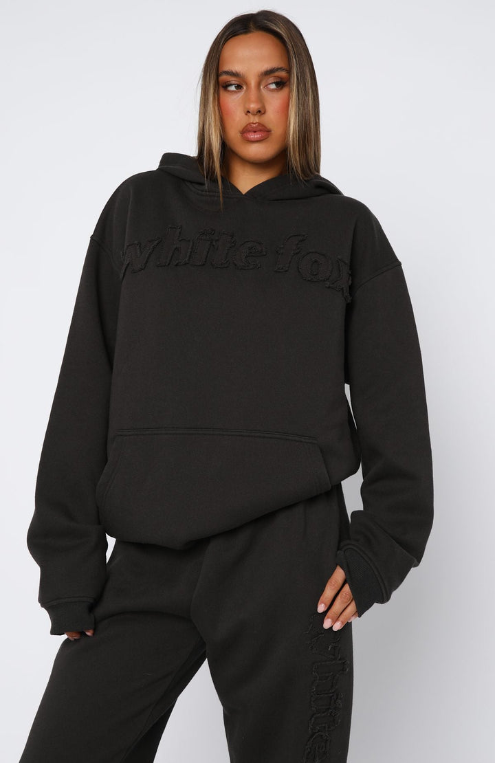 Glamcroft Oversized Hoodie with Hood and Front Pocket in Charcoal
