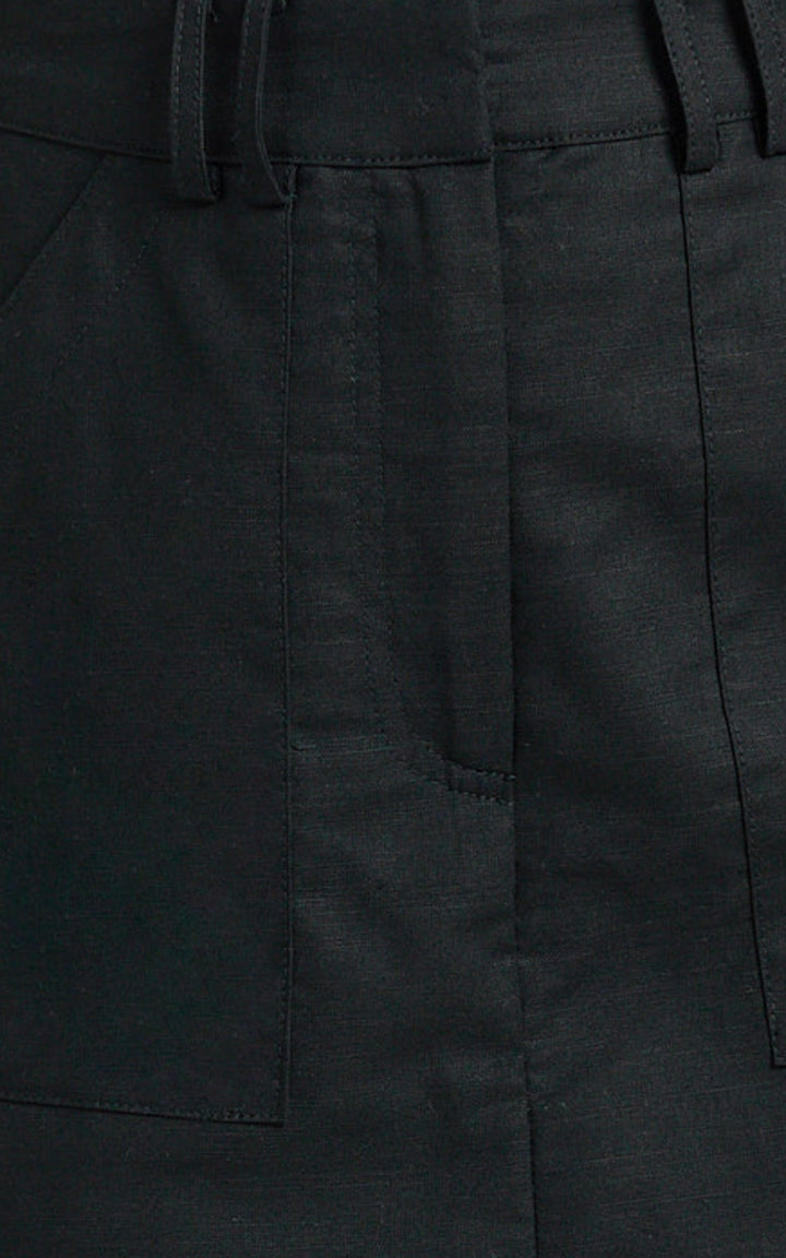 Dream Linen Blend Skort - High Waisted A Line Skort in Black