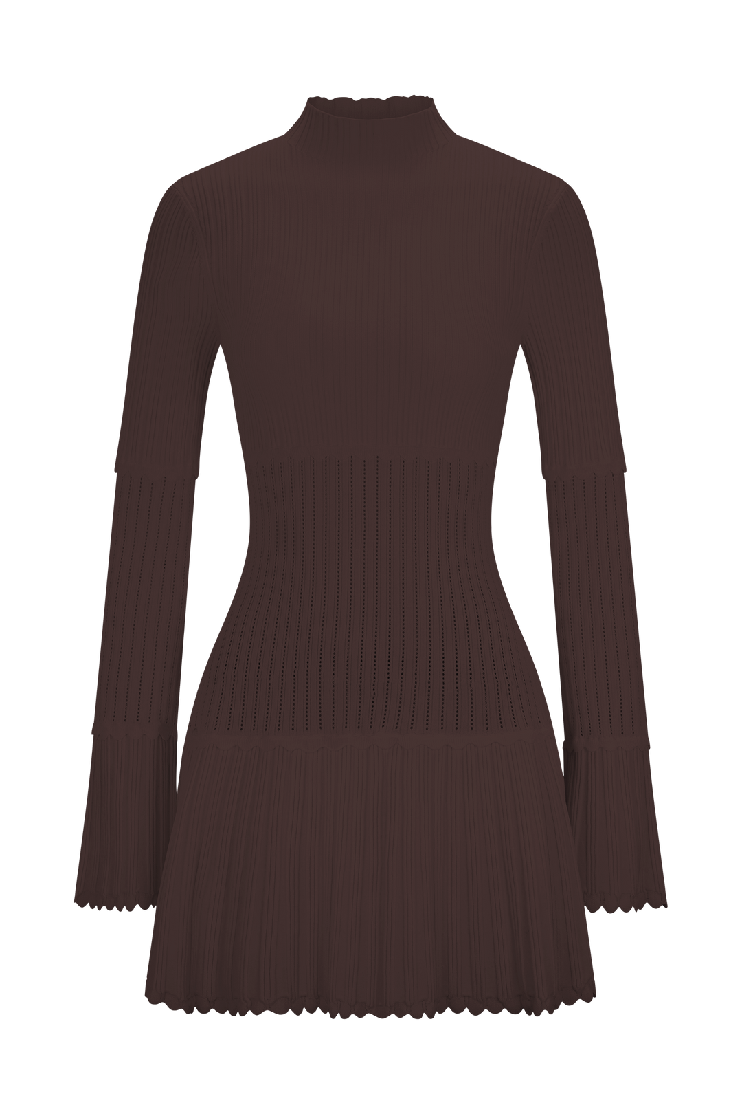 Glamcroft Mini Dress Pointelle Knit Long Sleeve Turtle Neck