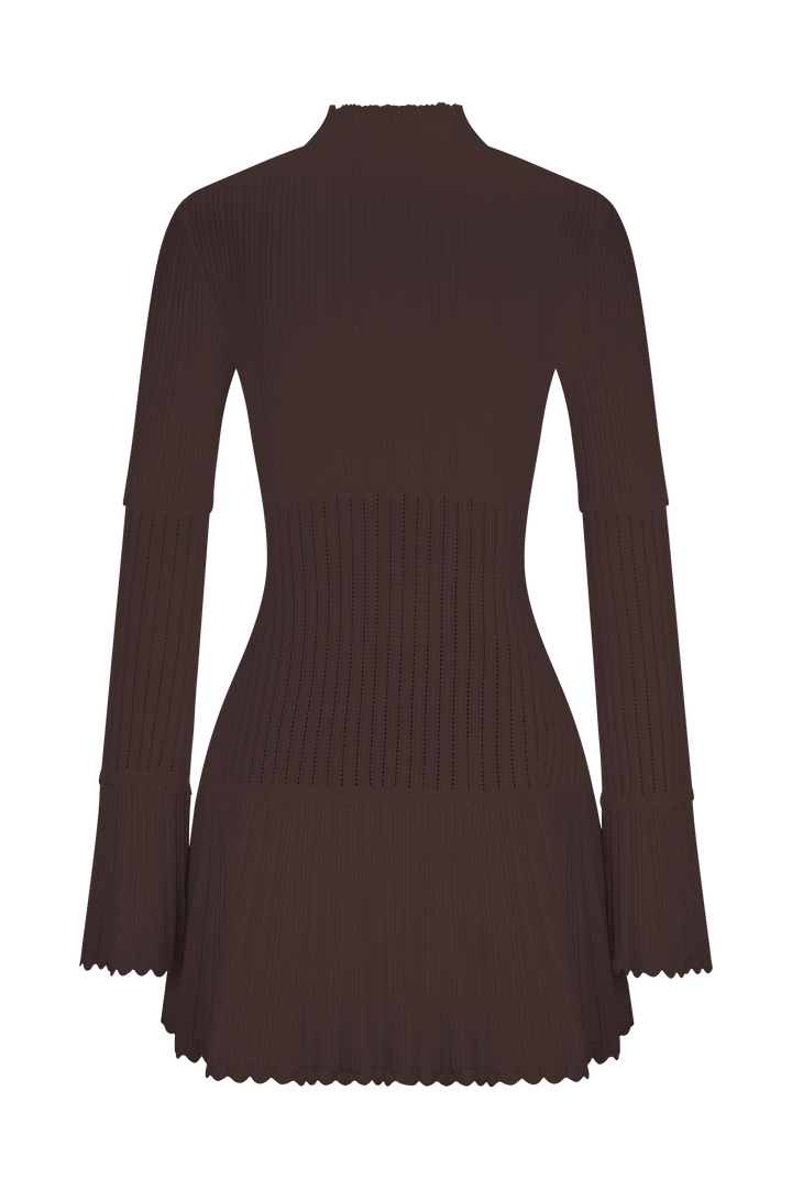 Glamcroft Mini Dress Pointelle Knit Long Sleeve Turtle Neck