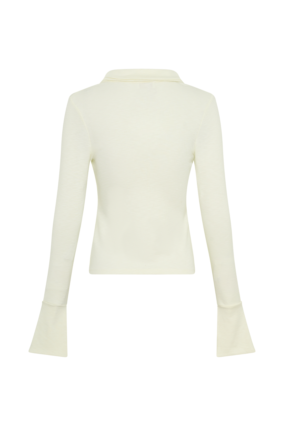 Glamcroft Button Down Long Sleeve Top with Clean Collar - Ivory