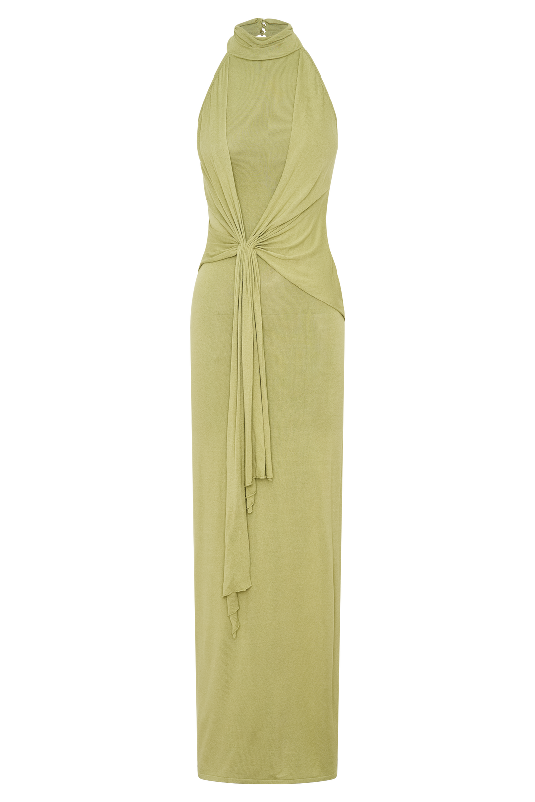 Glamcroft Dresses Halter Knit Maxi Dress Light Olive