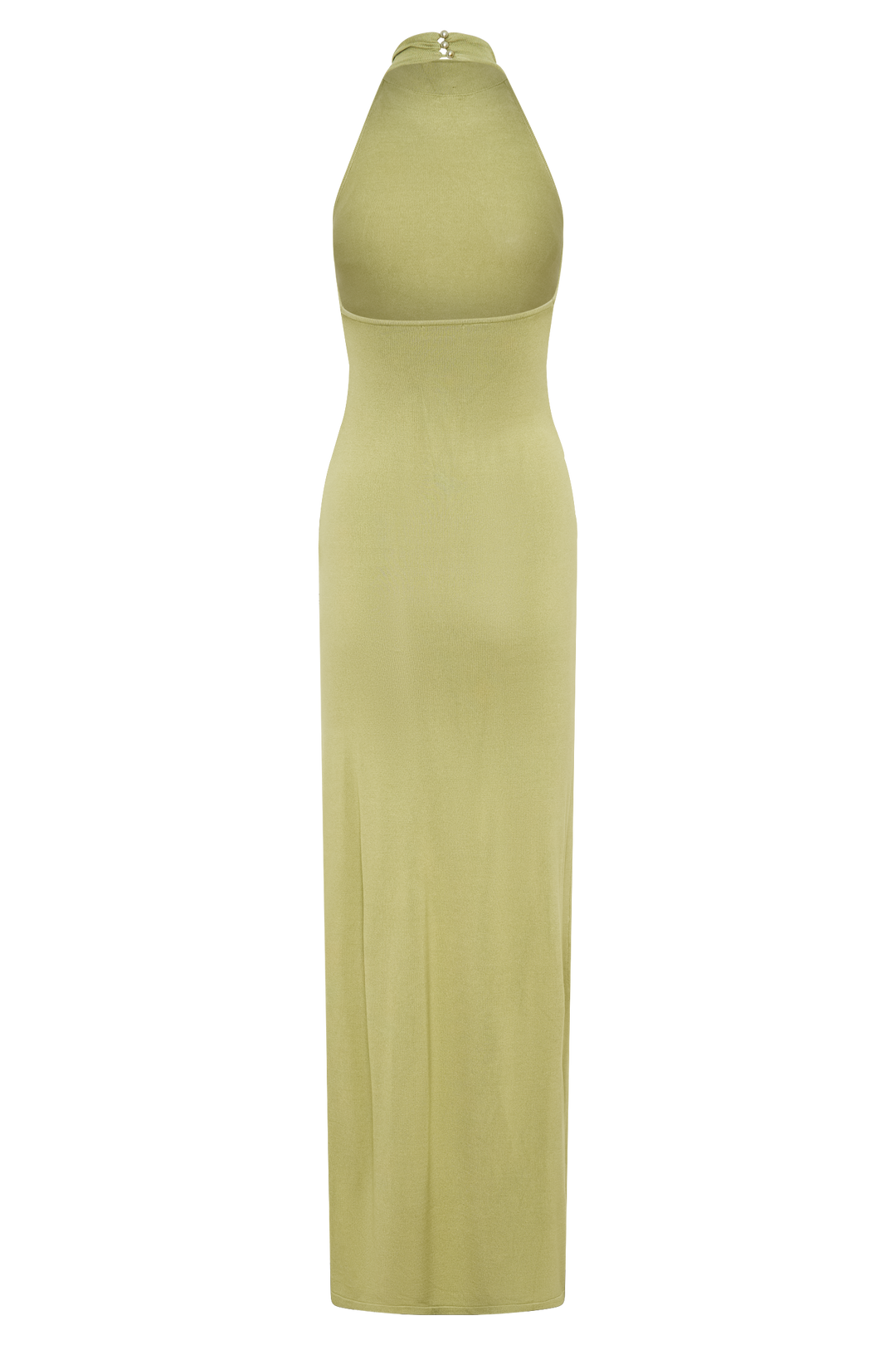 Glamcroft Dresses Halter Knit Maxi Dress Light Olive