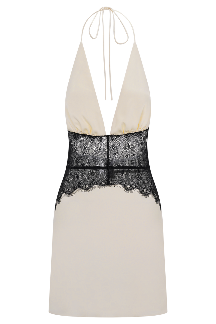 Dinah Lace And Satin Mini Dress - Black/Ivory