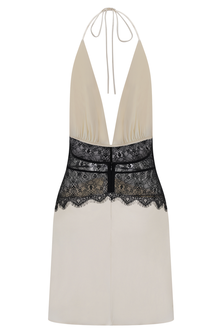Dinah Lace And Satin Mini Dress - Black/Ivory