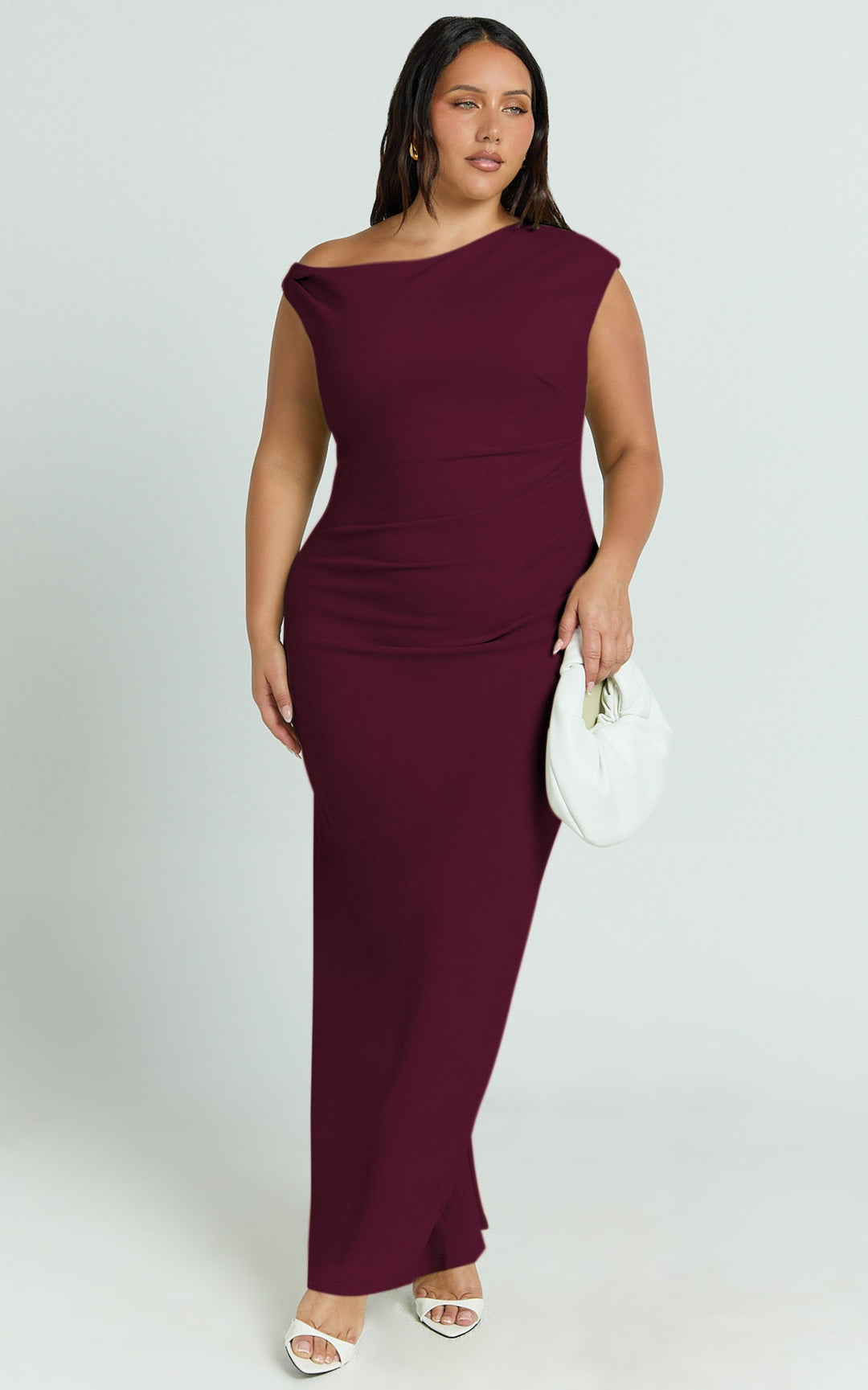 Genie Maxi Dress - Off The Shoulder Dress in Wine