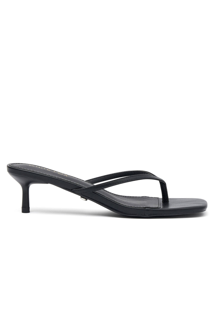 Glamcroft Shoes Thong Heels Stiletto Open Toe Black