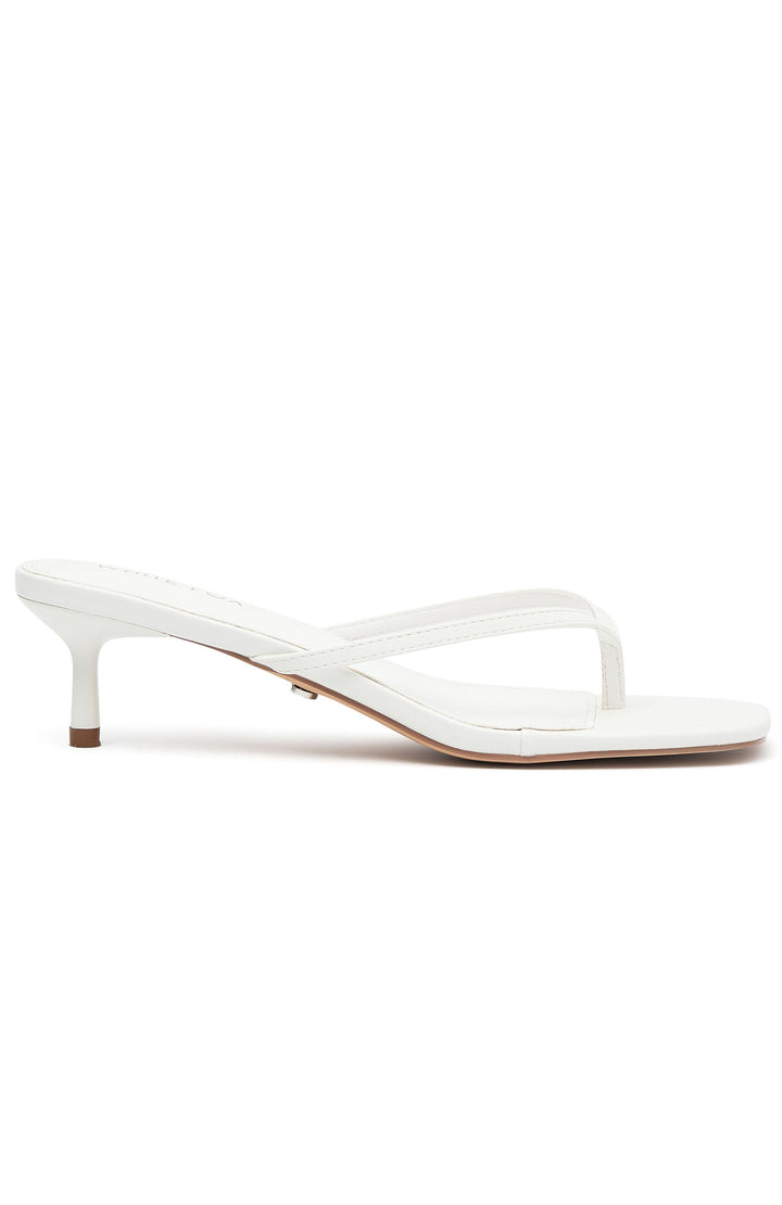 Glamcroft Shoes Stiletto Thong Heels Open Squared Toe White