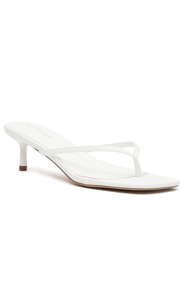 Glamcroft Shoes Stiletto Thong Heels Open Squared Toe White