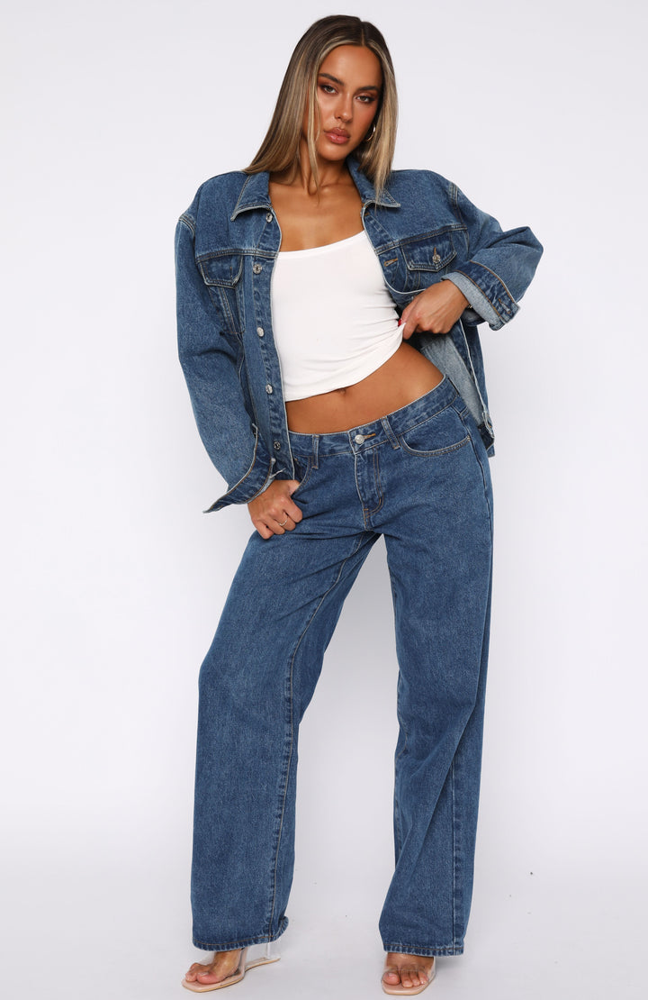 Glamcroft Denim Low Rise Wide Leg Jeans Admiral Blue