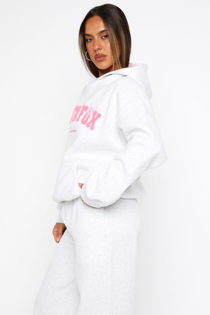 Glamcroft Oversized Hoodie Grey Marle with Polka Dot Lining
