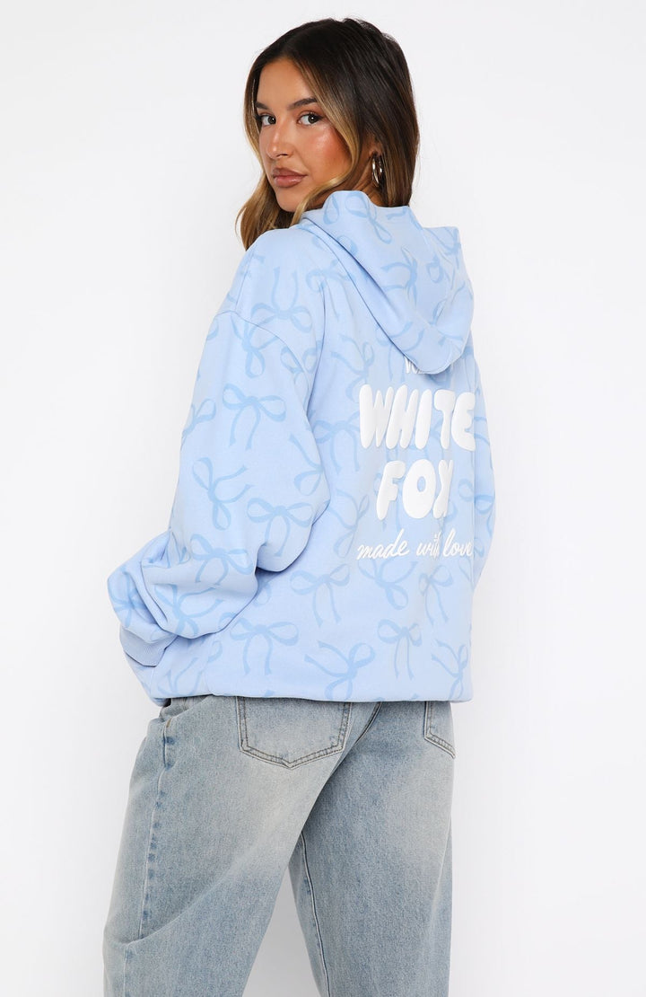 Glamcroft Oversized Printed Hoodie with Bow Design