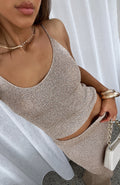 Glamcroft Sequin Knit Top with Adjustable Straps
