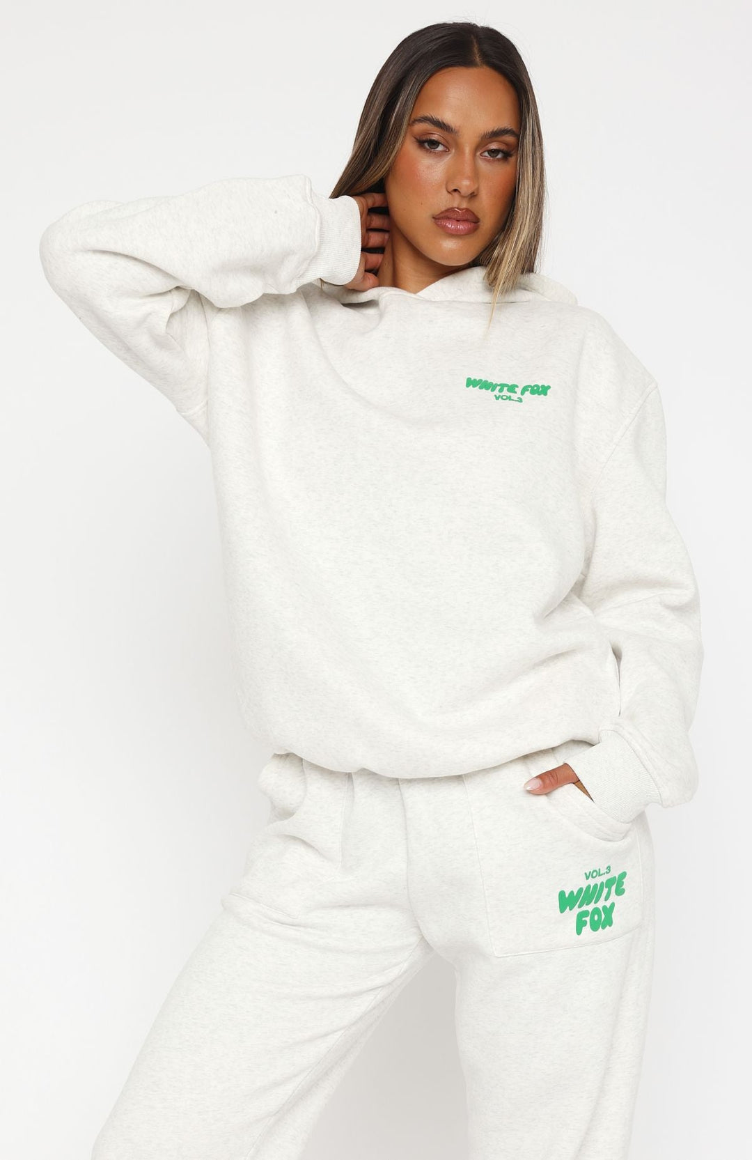 Glamcroft Outerwear Oversized Hoodie with Ribbed Cuffs in Grey