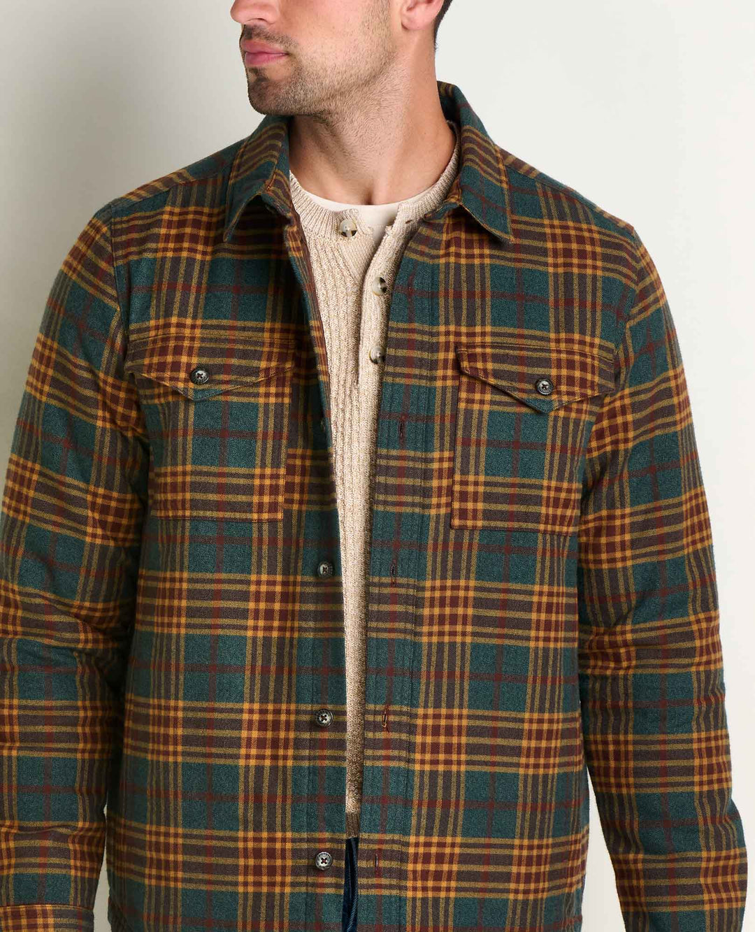 Glamcroft Layer Laurel Pattern Shirt Jacket with Insulation