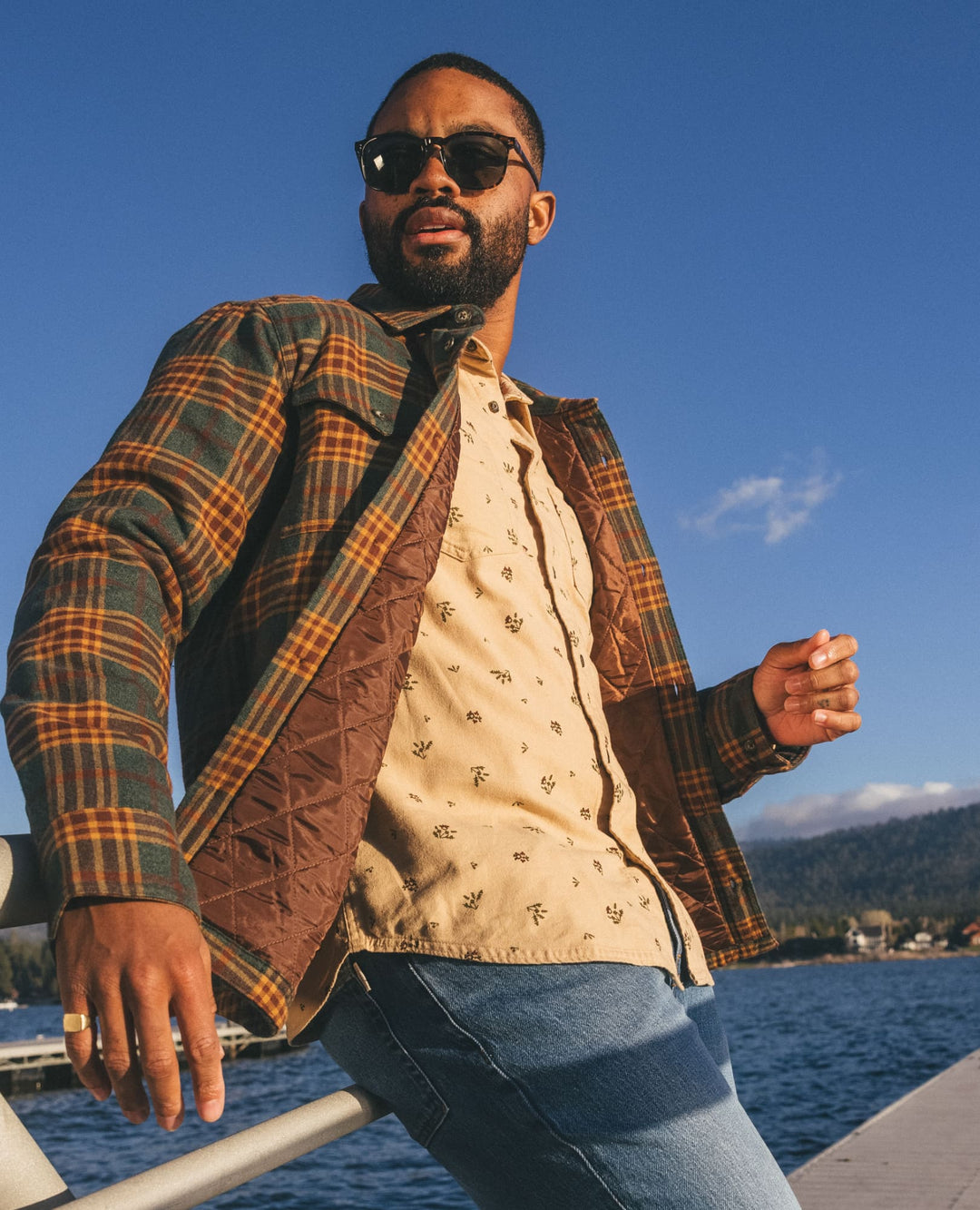 Glamcroft Layer Laurel Pattern Shirt Jacket with Insulation