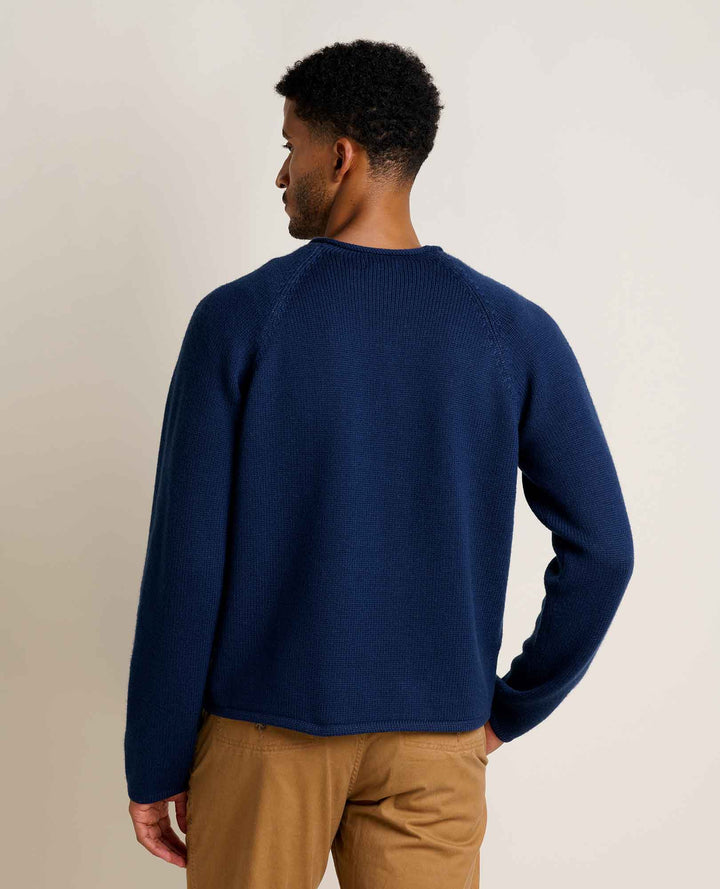 Glamcroft Men's Sweater in True Navy, Itch-Free Knit