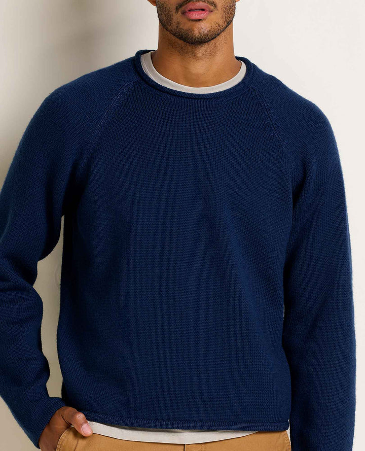 Glamcroft Men's Sweater in True Navy, Itch-Free Knit
