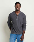 Glamcroft Knit Top Long Sleeve Henley in Soot